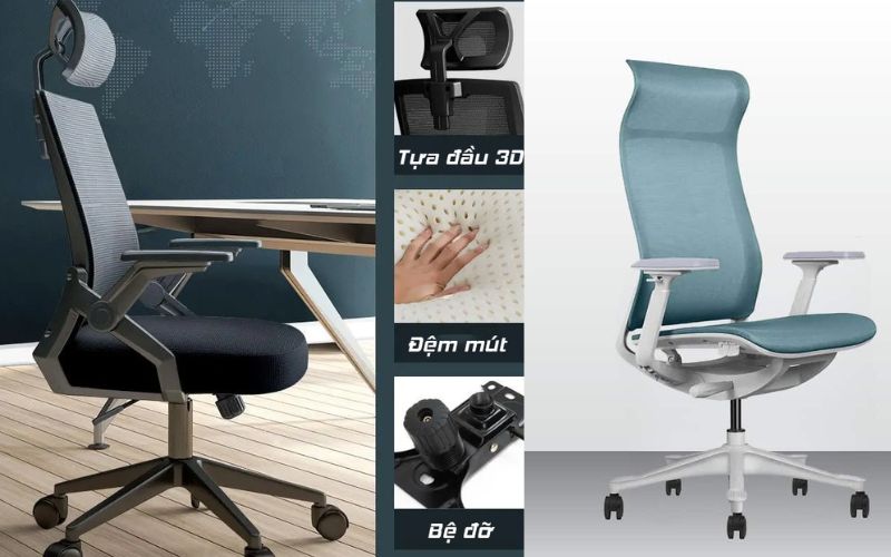 ghế công thái học không trang bị hỗ trợ thắt lưng